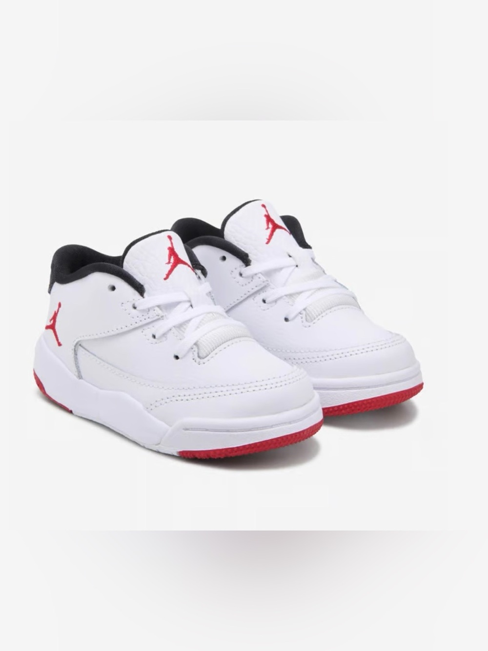 Jordan Kids White and Red Low-Top Sneakers
